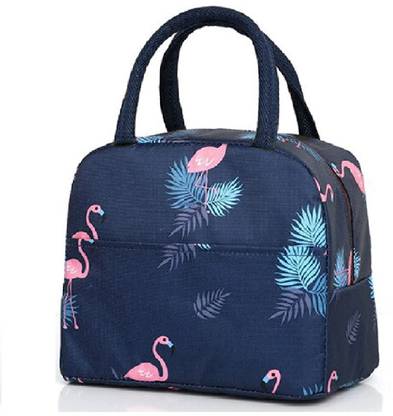 MIOS INSULATED LUNCH BAG, BLUE FLAMINGO PRINT LUNCH BAG, Waterproof Lunch Bag