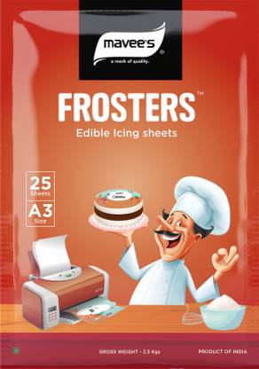 mavee's Frosters Edible Icing Sheets A3 Size, Premium Edible Solutions, 25 Sheets Icing Sugar