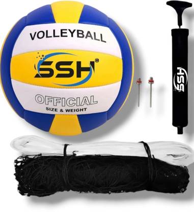 SHORYA FANCY SYNTHETIC MATERIAL VOLLEYBALL WITH AIR PUMP AND NYLON NET (SIZE-4) Volleyball - Size: 4