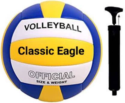 VISHWA Classic Eagle Soft Synthetic Rubber Volleyball Size-4 with Air pump (Pack of 1) Volleyball - Size: 4