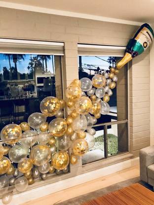 Magic Balloons Solid Champagne Foil Party Balloons Birthday Anniversary Garland Arch Kit Set-82Pcs Balloon