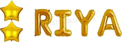 Shilpveda Solid RIYA Name Letters foil Balloon names banner happy birthday party alphabet Balloon