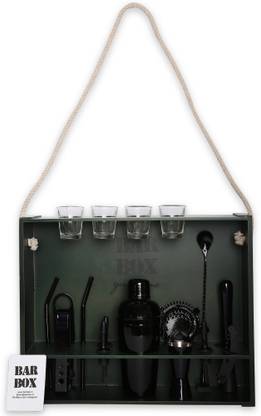 bar box Bartender Kit 19 Pcs | Mini Bar Set with Wood Stand | Home Bar Accessories and Cocktail Shaker Set for Drink Mixing 19 - Piece Bar Set