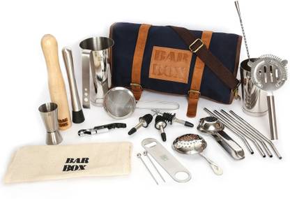 bar box Travel Kit Bag Portable Mini bar Liquor Tool Set Travel Bartender Kit Bag 25 - Piece Bar Set