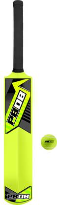 PB08 WINNING EVERYDAY Full Size Plastic Cricket Bat with Tennis Ball Plastic Bat Lime Color Cricket Kit