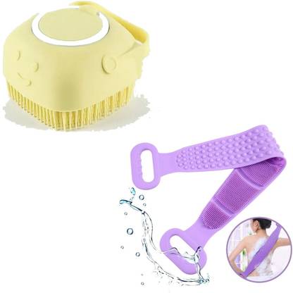 HM EVOTEK Combo of 2-in-1 Body Massage Brush with Soap Dispenser, Body Back Scrubber K1
