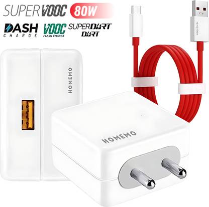 HOMEMO 80 W SuperVOOC 6 A Wall Charger for Mobile with Detachable Cable