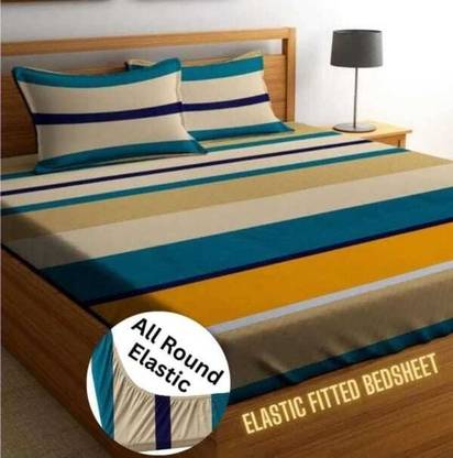 vashek Microfiber King Fitted (Elastic) 250 TC Printed Bedsheet