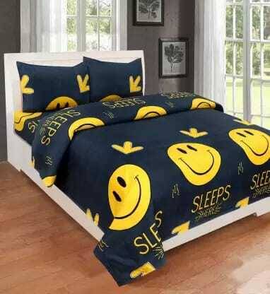 VKIX 1 TC Cotton Double Printed Fitted (Elastic) Bedsheet