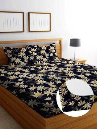 A11 M@LL 220 TC Microfiber King Printed Fitted (Elastic) Bedsheet