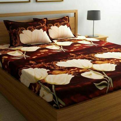 Makhija 10 TC Polycotton Double Self Design Flat Bedsheet