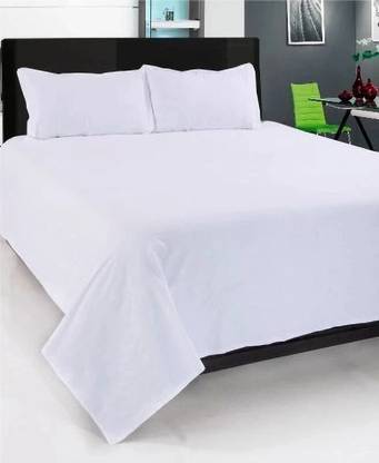 Om Trading Cotton Double Flat 220 TC Solid Bedsheet