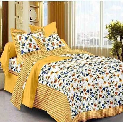 RIYA FABRICS 140 TC Cotton Double Printed Flat Bedsheet