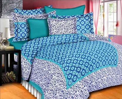 S R Enterprises 141 TC Cotton Queen Jaipuri Prints Flat Bedsheet