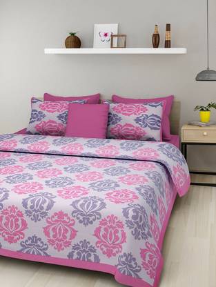 Home@shop 180 TC Cotton Double Printed Flat Bedsheet