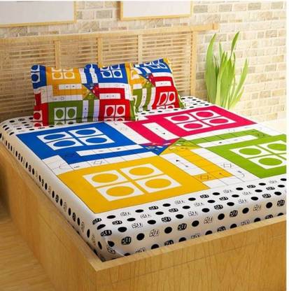 YASGH 104 TC Cotton Double Printed Flat Bedsheet