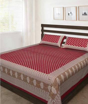 shree sd creation 170 TC Cotton Double Printed Flat Bedsheet