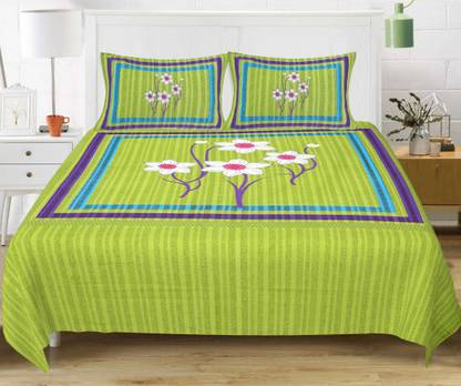 Ubania Collection 144 TC Cotton Double Jaipuri Prints Flat Bedsheet