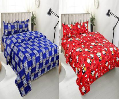 Nirmal Handloom 140 TC Cotton Double 3D Printed Flat Bedsheet