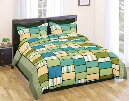 Makhija 210 TC Polycotton Double 3D Printed Flat Bedsheet
