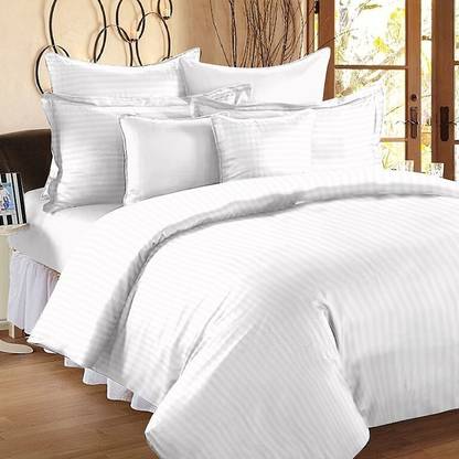 UPNEJA V HANDLOOM 400 TC Satin King Solid Flat Bedsheet