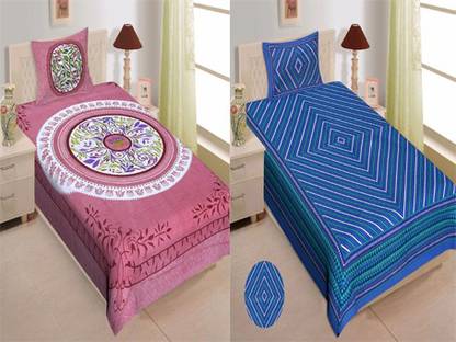 Yuvi Impex Jaipur 150 TC Cotton Single Jaipuri Prints Flat Bedsheet