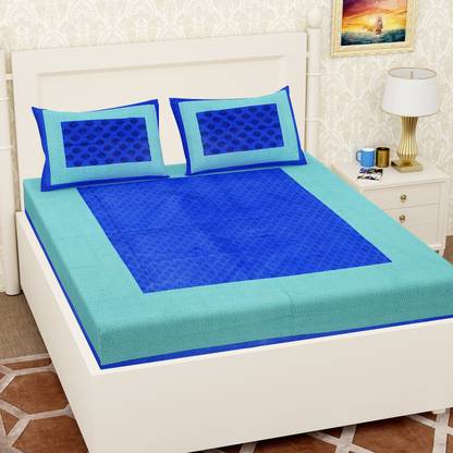 RandK 144 TC Cotton Double Jaipuri Prints Flat Bedsheet