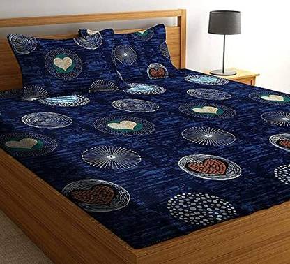 RENTOOR 250 TC Cotton Double Abstract Flat Bedsheet