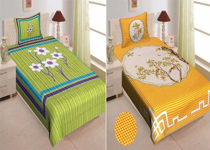 Yuvi Impex Jaipur 150 TC Cotton Single Jaipuri Prints Flat Bedsheet