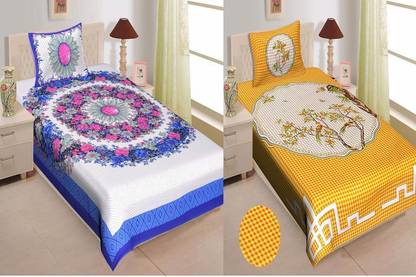 AKS Fashion Hub Cotton Single Flat 150 TC Jaipuri Prints Bedsheet
