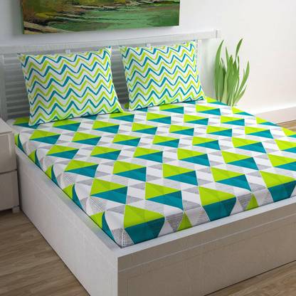 Ubania Collection Cotton Double Flat 144 TC Printed Bedsheet