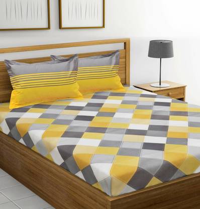 Muskan Creation 120 TC Cotton Queen Printed Flat Bedsheet