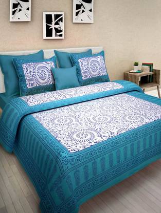 shree sd creation 170 TC Cotton Double Printed Flat Bedsheet