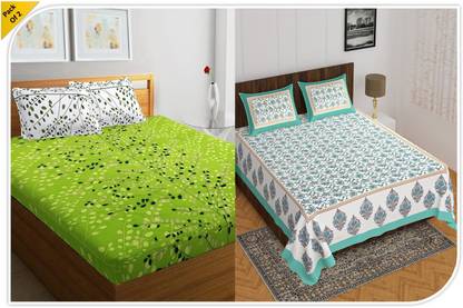 104 TC Cotton Double Jaipuri Prints Bedsheet