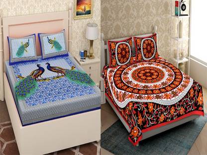 150 TC Cotton Double Jaipuri Prints Bedsheet