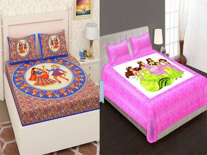 150 TC Cotton Double Jaipuri Prints Bedsheet