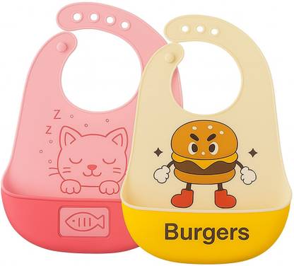 KIDS BASIC Baby Bibs | Waterproof Feeding Bibs with Food Catcher | BPA-Free & Adjustable