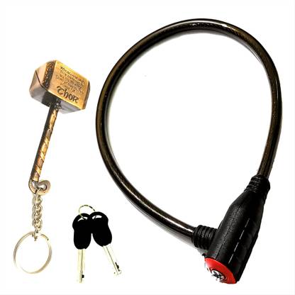 man of valour Heavy Duty Cycle Lock / Multi Use Cable Lock Black With keyring Cycle Lock