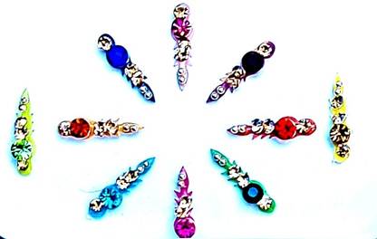 QUBIX NEW MULTICOLOR BINDI PACK OF 12 FB126 FOR HEAD Multicolor Bindis