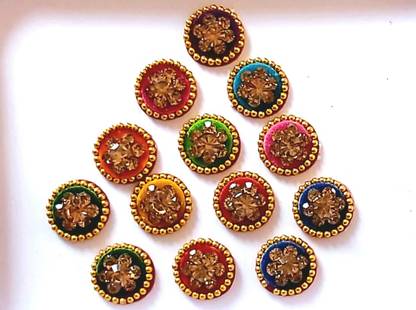 QUBIX NEW MULTICOLOR BINDI PACK OF 12 FB77 FOR HEAD Multicolor Bindis