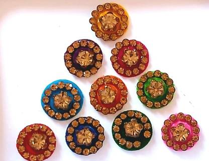 QUBIX NEW MULTICOLOR BINDI PACK OF 12 FB92 FOR HEAD Multicolor Bindis