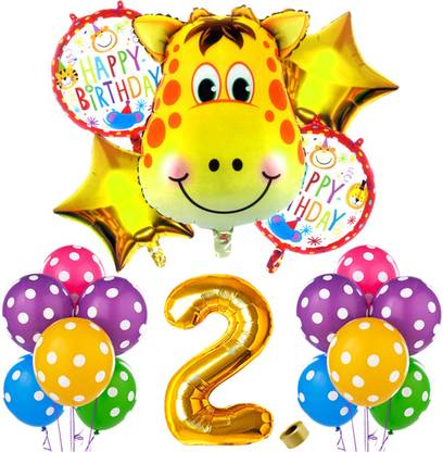 Shopperskart Second Happy Birthday Giraffe Jungle Theme Combo Pack For Party Decoration