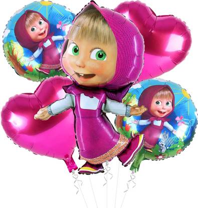 Rozi Decoration Printed Party Decoration Foil Balloon Set of 5 pcs- Baby Shower Theme (Masha) Balloon