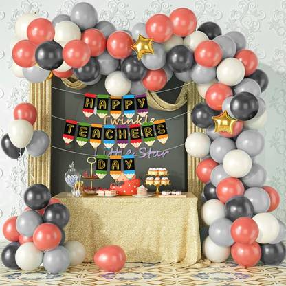 Rozi Decoration Solid Happy Teachers Day Decorations Combo Set Balloon Bouquet