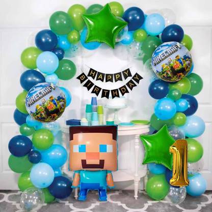 KIDOS Minecraft Theme DIY Kit for 1st Birthday Decoration (Pack of 72)