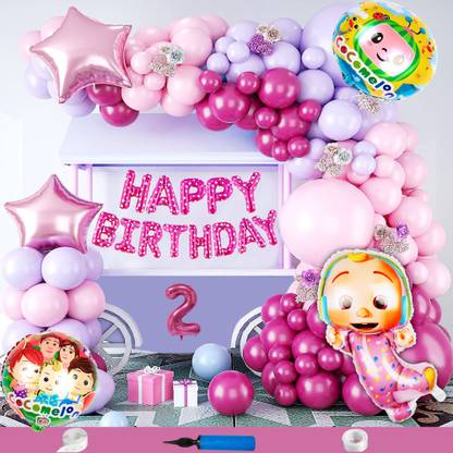 Choice Corner Cocomelon Theme 2nd Happy Birthday Decorations Combo Set for Girls