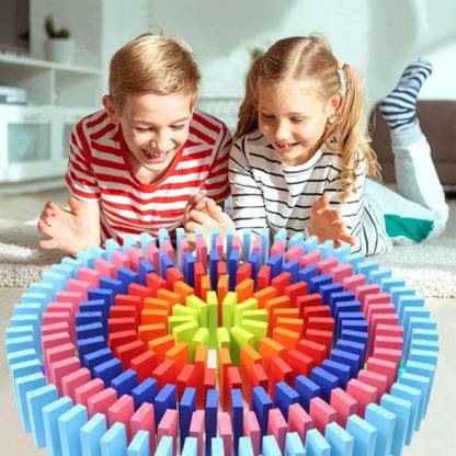 Toys R Us Universe of Imagination Domino Block Set for Kids Educational and Learning Activity 96pcs