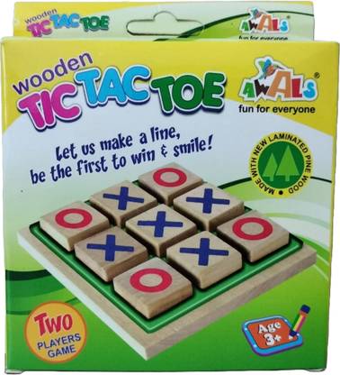 RRL Creations Wooden Mini Tic Tac Toe Game for Kids Party & Fun Board Game