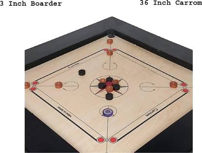Kalindri Sports 36 inch in 3"×1.5" Frame and Four mm Ply with Coins, Striker and Powder Set 91.4 cm Carrom Board