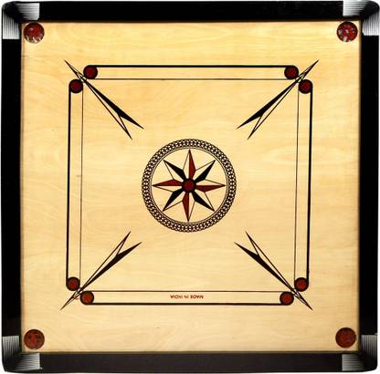 Kiwi Premium 32inch Round Pocket with Wooden Coins ,Striker & Disco powder 81.28 cm Carrom Board